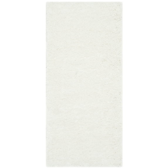 SAFAVIEH California Plush Solid Shag Runner Rug, White, 2'3" x 5'