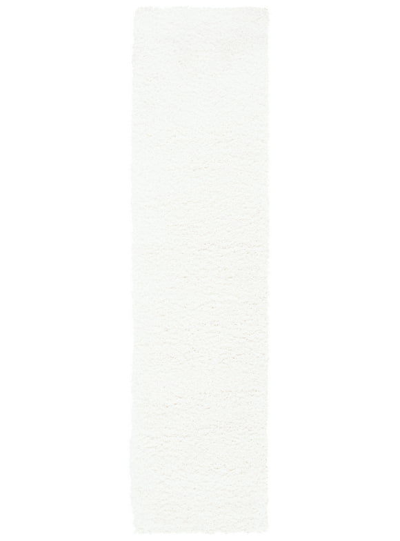 SAFAVIEH California Solid Plush Shag Runner Rug, White, 2'3" x 7'