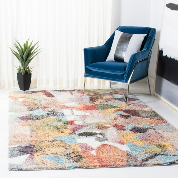 SAFAVIEH Calista Alyx Geometric Area Rug, Rust/Gold, 6'7" x 6'7" Square