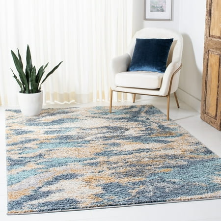 SAFAVIEH Calista Bevis Camouflage Area Rug, Blue/Gray, 5'5" x 7'7"