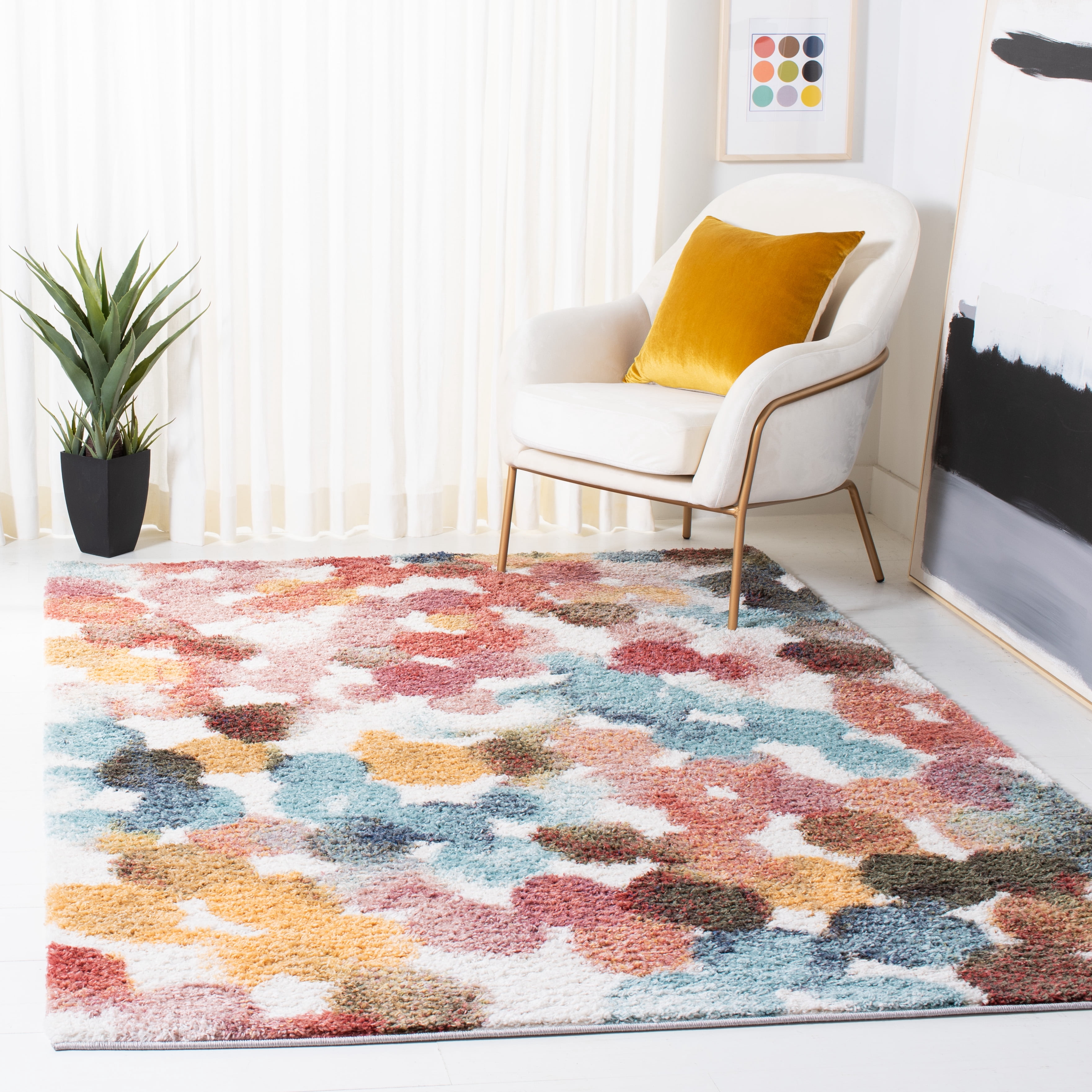 SAFAVIEH Calista Candis Abstract Dots Area Rug, Red/Blue, 5'5" x 7'7"