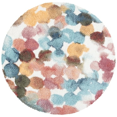 SAFAVIEH Calista Candis Abstract Dots Area Rug, Red/Blue, 6'7" x 6'7" Round