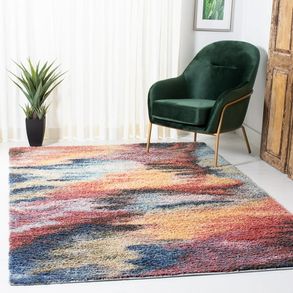 SAFAVIEH Calista Charmaine Camouflage Area Rug, Red/Blue, 4'5" x 6'5"