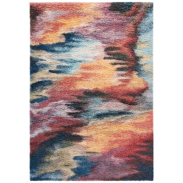 SAFAVIEH Calista Charmaine Camouflage Area Rug, Red/Blue, 5'5" x 7'7"