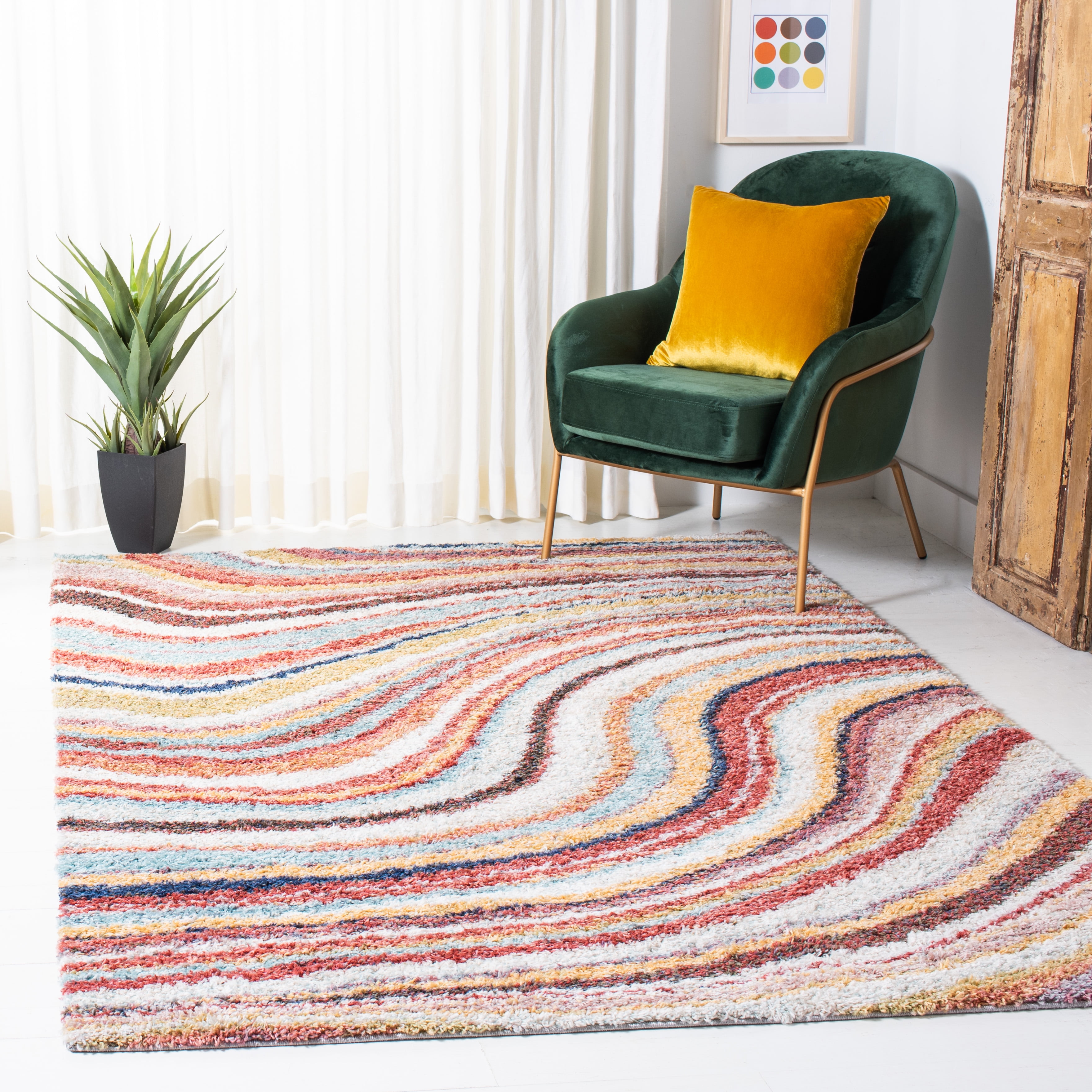 SAFAVIEH Calista Kyler Abstract Area Rug, Rust/Gray, 6'7" x 6'7" Square
