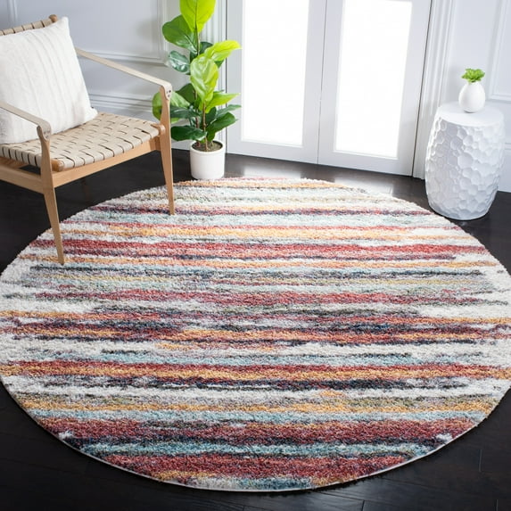 SAFAVIEH Calista Nikola Abstract Area Rug, Rust/Gold, 6'7" x 6'7" Round