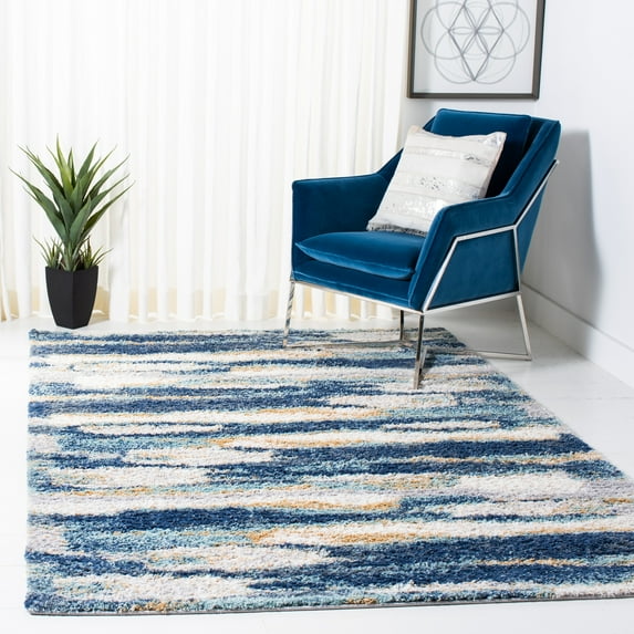 SAFAVIEH Calista Tanzil Abstract Area Rug, Blue/Ivory, 5'3" x 5'3" Square