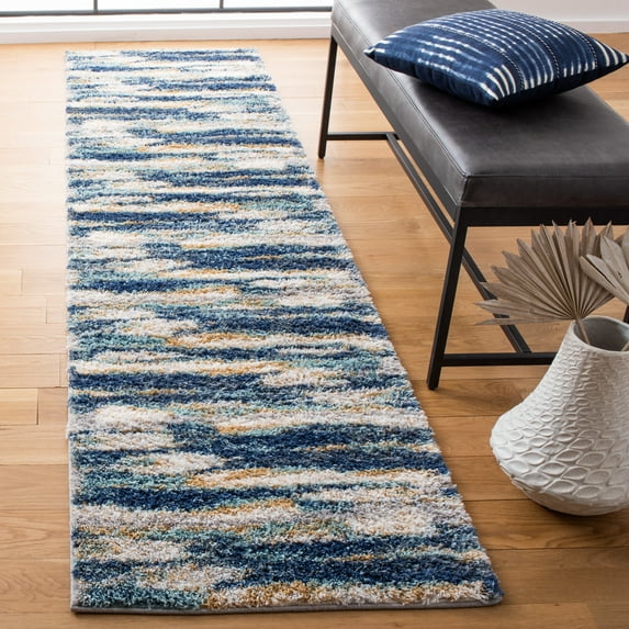 SAFAVIEH Calista Tanzil Abstract Runner Rug, Blue/Ivory, 2'3" x 7'