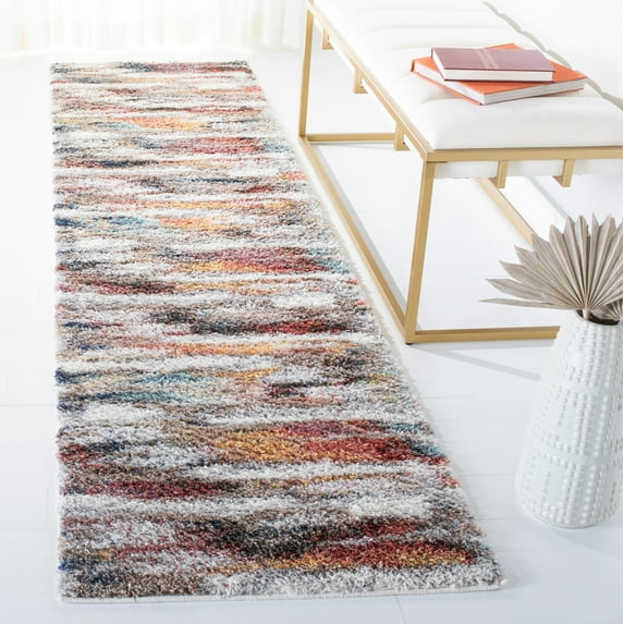 SAFAVIEH Calista Tanzil Abstract Runner Rug, Ivory/Rust, 2'3" x 9'