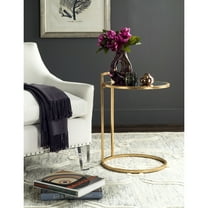 SAFAVIEH Calvin Solid Classic Round Gold Leaf End Table, Gold/Mirror