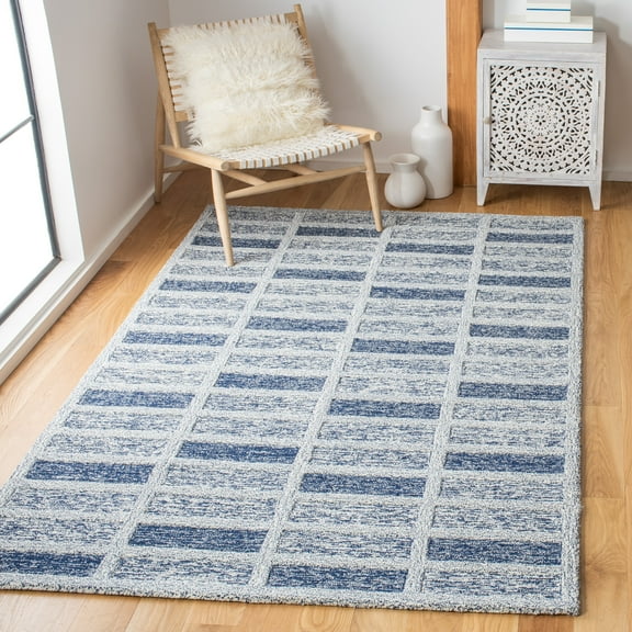 SAFAVIEH Cambridge Alfonso Geometric Wool Area Rug, Navy, 4' x 6'