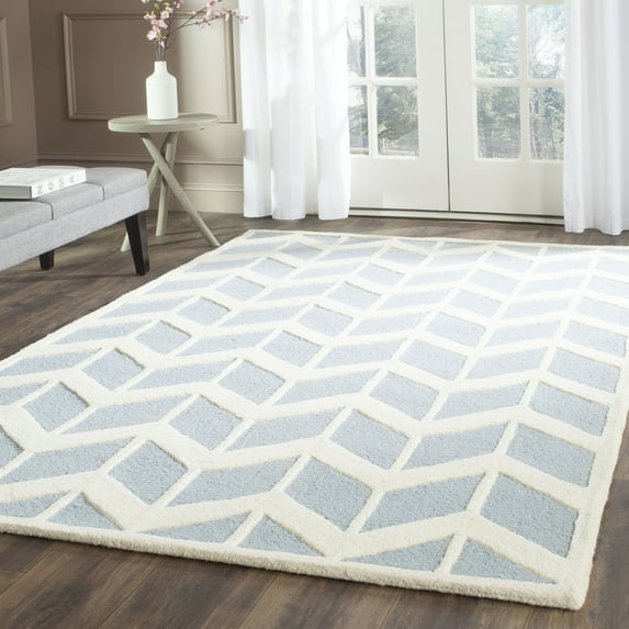 SAFAVIEH Cambridge Austyn Geometric Wool Area Rug, Blue/Ivory, 2' x 3'