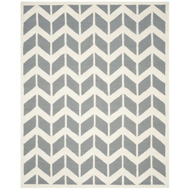 SAFAVIEH Cambridge Austyn Zig Zag Stripes Wool Area Rug, Dark Grey/Ivory, 2' x 3'