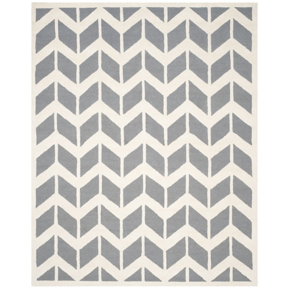 SAFAVIEH Cambridge Austyn Zig Zag Stripes Wool Area Rug, Dark Grey/Ivory, 4' x 6'