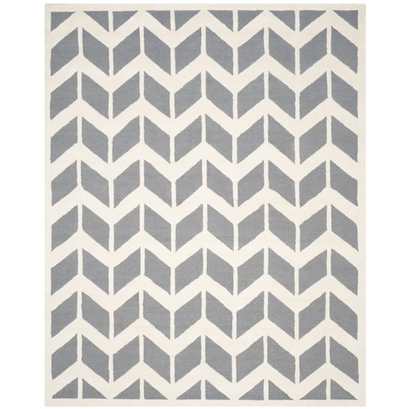 SAFAVIEH Cambridge Austyn Zig Zag Stripes Wool Area Rug, Dark Grey/Ivory, 4' x 6'