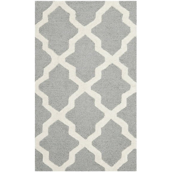 SAFAVIEH Cambridge Carrissa Geometric Wool Area Rug, Silver/Ivory, 2' x 3'4"
