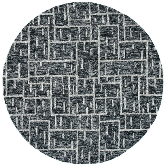 SAFAVIEH Cambridge Claudia Geometric Wool Area Rug, Black/Ivory, 6' x 6' Round