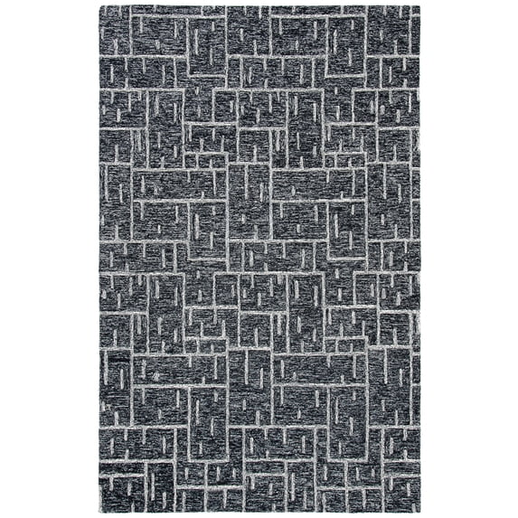 SAFAVIEH Cambridge Claudia Geometric Wool Area Rug, Black/Ivory, 6' x 9'