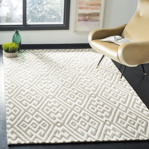 SAFAVIEH Cambridge Connor Geometric Wool Area Rug, Ivory/Gray, 2' x 3'