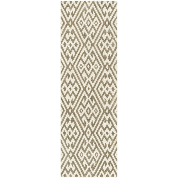 SAFAVIEH Cambridge Connor Geometric Wool Runner Rug, Ivory/Gray, 2'6" x 8'