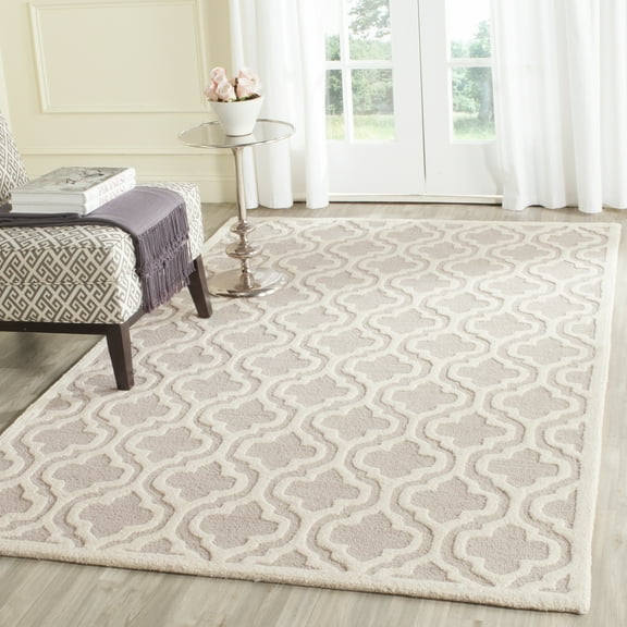SAFAVIEH Cambridge Devereux Geometric Wool Area Rug, Mocha/Ivory, 5' x 8'