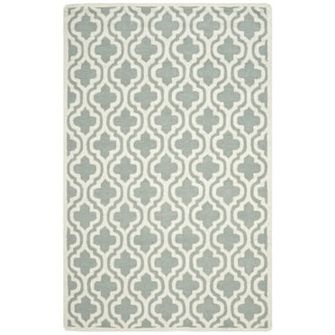 SAFAVIEH Cambridge Devereux Geometric Wool Area Rug, Spa/Ivory, 5' x 8'