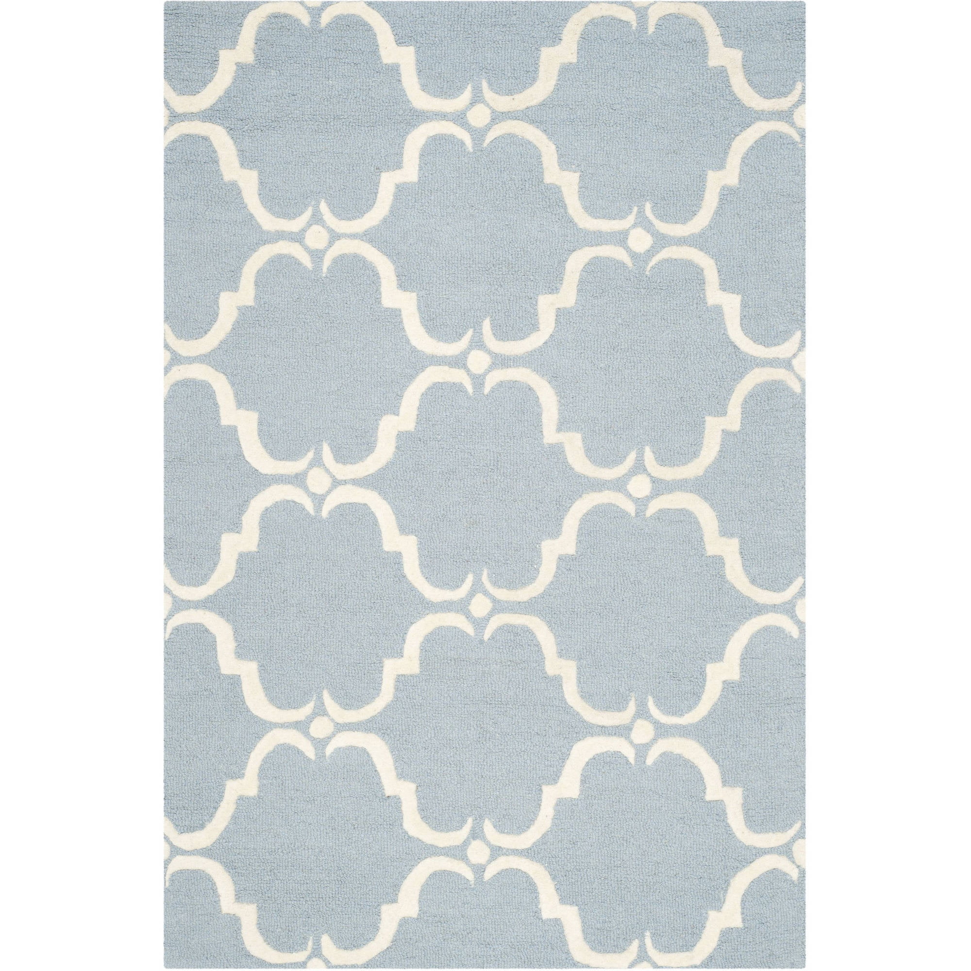 Blue and Ivory Hand-Tufted Wool 4' x 6' Area Rug