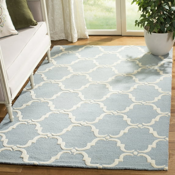 SAFAVIEH Cambridge Hamilton Geometric Wool Area Rug, Blue/Ivory, 8' x 10'