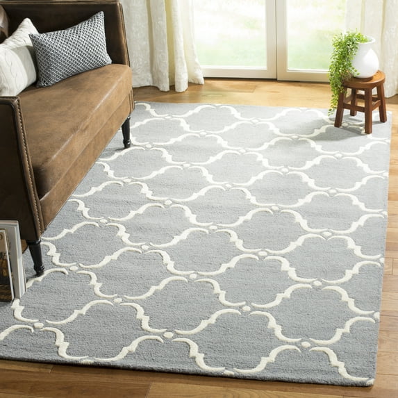 SAFAVIEH Cambridge Hamilton Geometric Wool Area Rug, Dark Gray/Ivory, 5' x 8'