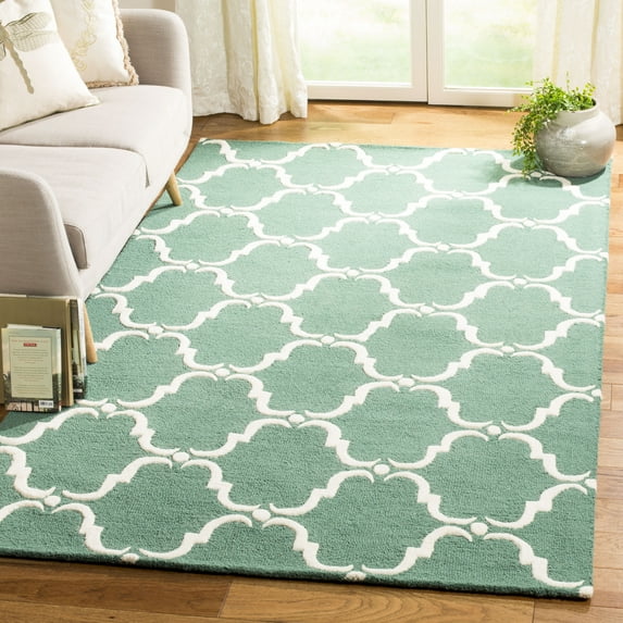 SAFAVIEH Cambridge Hamilton Geometric Wool Area Rug, Teal/Ivory, 5' x 8'