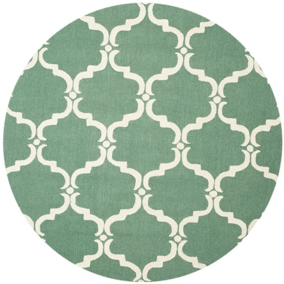 SAFAVIEH Cambridge Hamilton Geometric Wool Area Rug, Teal/Ivory, 6' x 6' Round