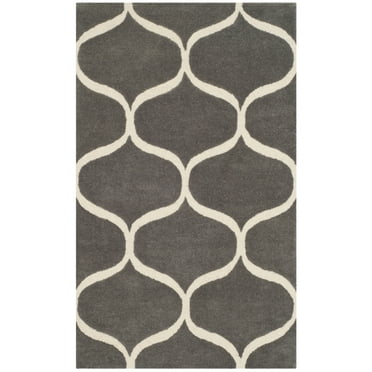 SAFAVIEH Cambridge Jared Geometric Wool Area Rug, Dark Grey/Ivory, 3' x 5'