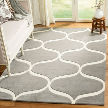 SAFAVIEH Cambridge Jared Geometric Wool Area Rug, Dark Grey/Ivory, 4' x 6'