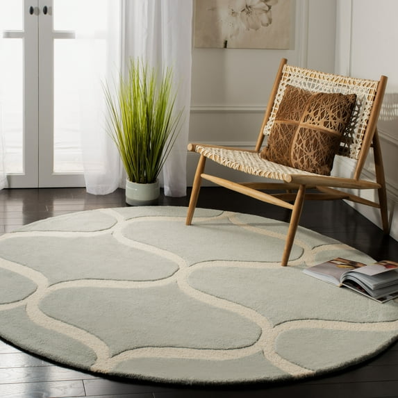 SAFAVIEH Cambridge Jared Geometric Wool Area Rug, Gray/Ivory, 6' x 6' Round