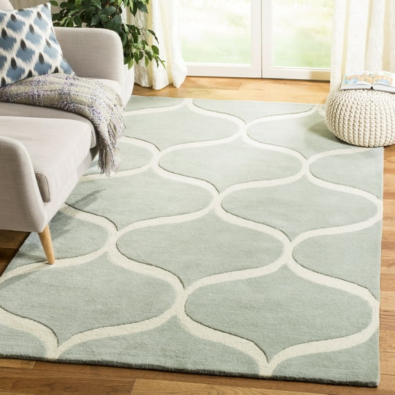 SAFAVIEH Cambridge Jared Geometric Wool Area Rug, Gray/Ivory, 6' x 6' Square