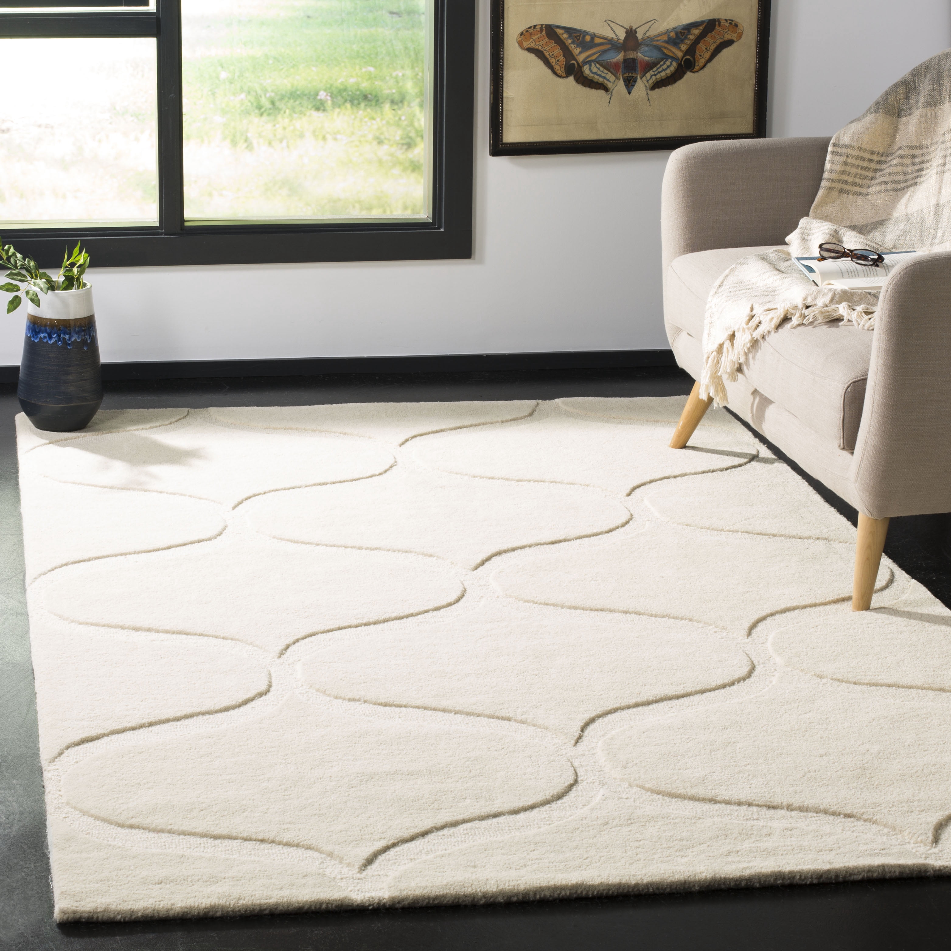 SAFAVIEH Cambridge Jared Geometric Wool Area Rug, Ivory, 2' x 3'