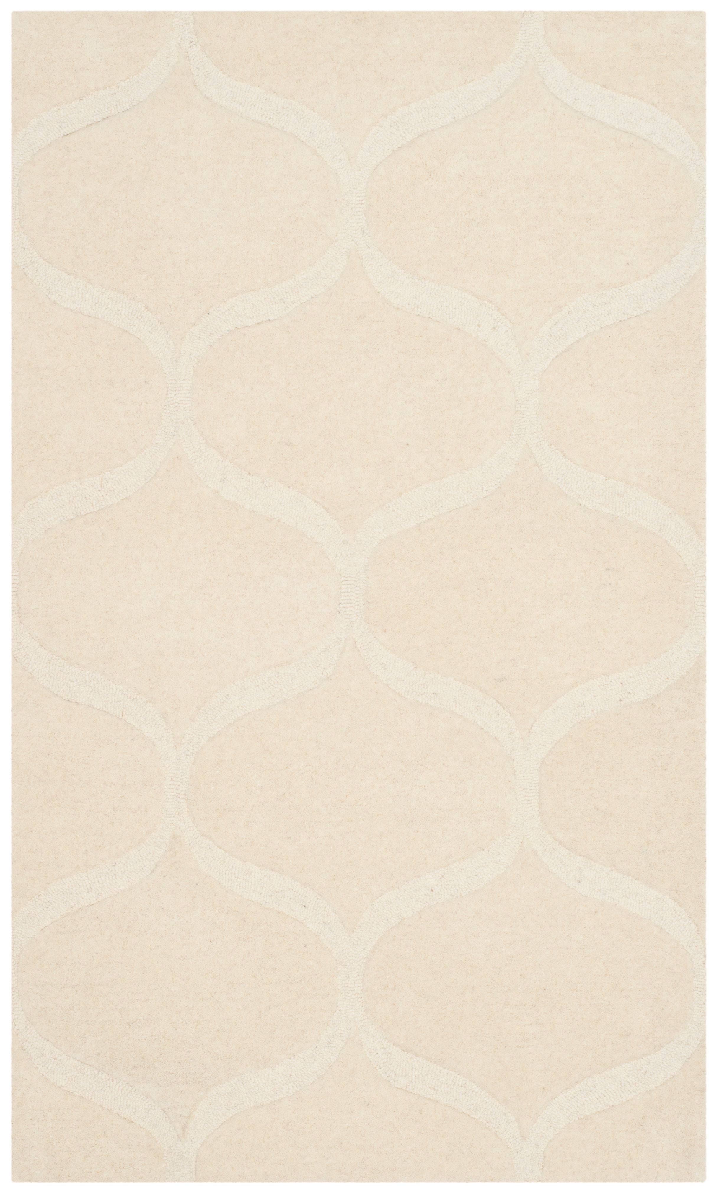 Ivory Hand-Tufted Wool Geometric 3' x 5' Area Rug