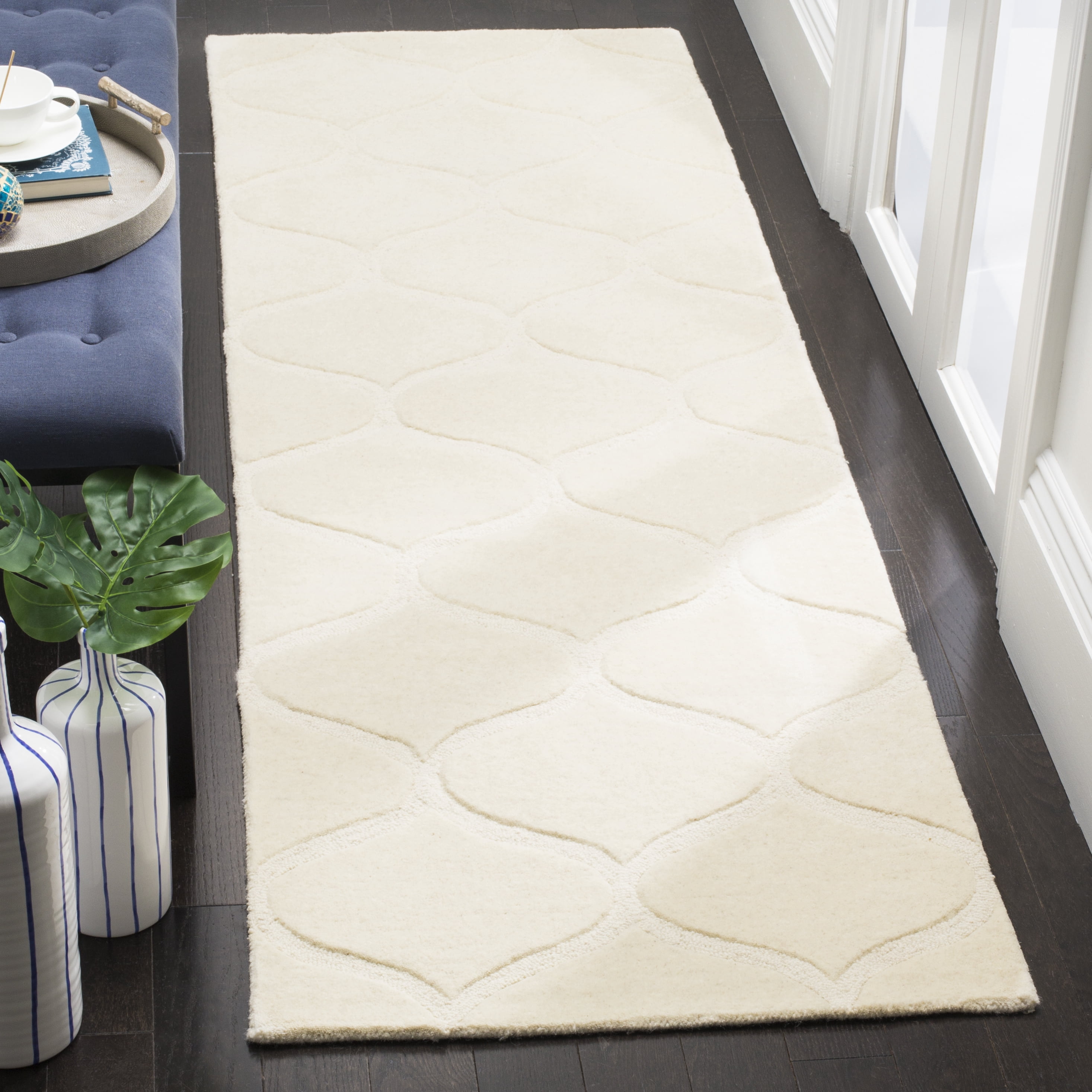 SAFAVIEH Cambridge Jared Geometric Wool Runner Rug, Ivory, 2'6" x 8'