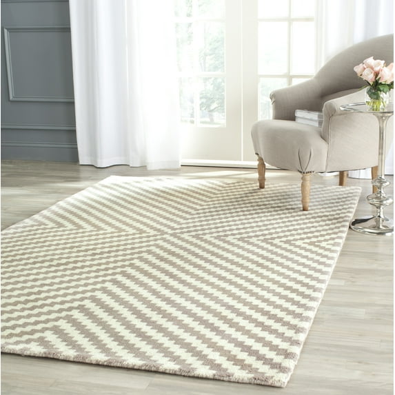 SAFAVIEH Cambridge Jaron Geometric Wool Area Rug, Gray/Ivory, 4' x 6'