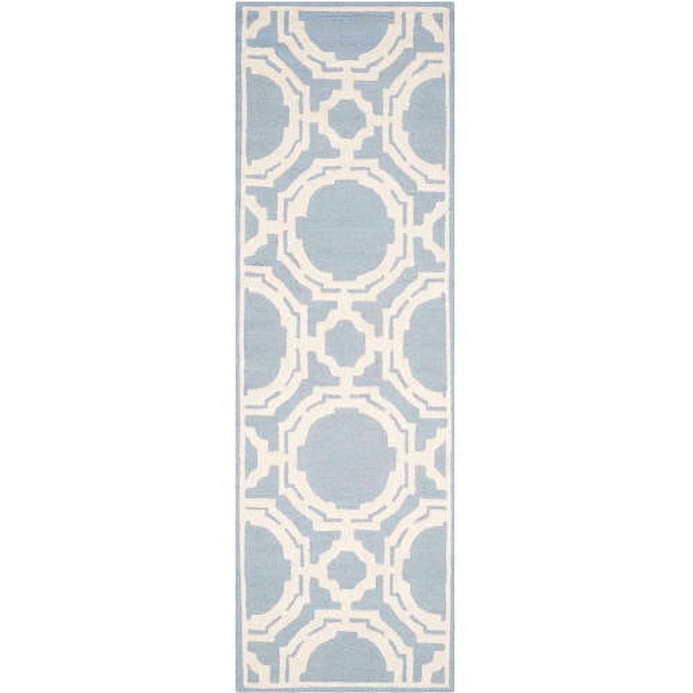 Cambridge Classic Geometric Blue Ivory Hand-Tufted Wool Rug 5' x 8'