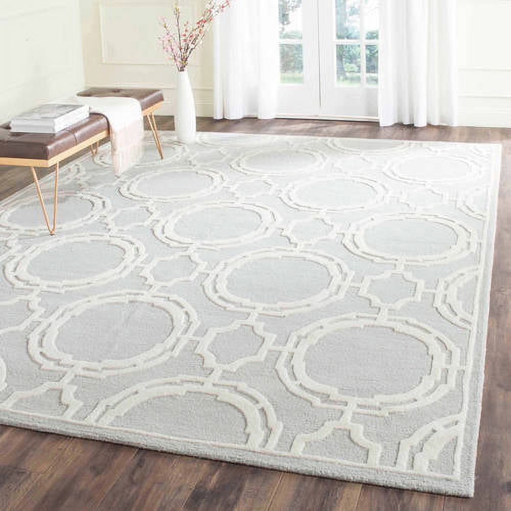 Hand-Tufted Artisan Gray Wool Rectangular Rug 4' x 6'
