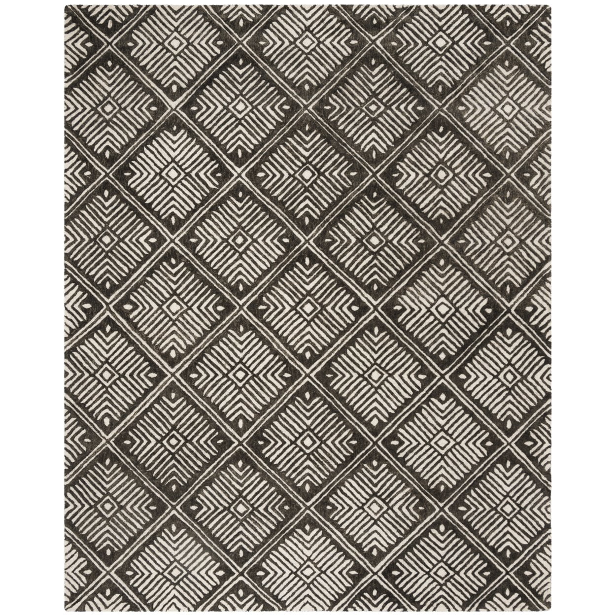 Ivory and Charcoal Hand-Tufted Wool Area Rug, 2' x 3'