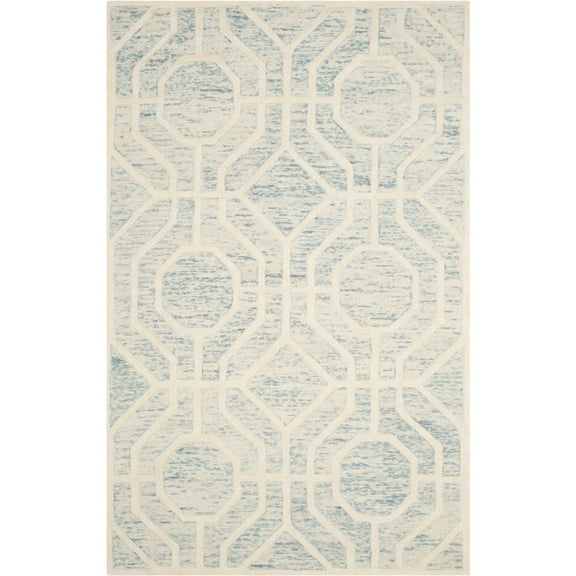 SAFAVIEH Cambridge Johan Geometric Wool Area Rug, Light Blue/Ivory, 5' x 8'