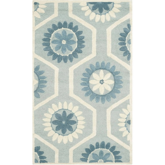 SAFAVIEH Cambridge Jonathan Geometric Wool Area Rug, Blue/Ivory, 2' x 3'