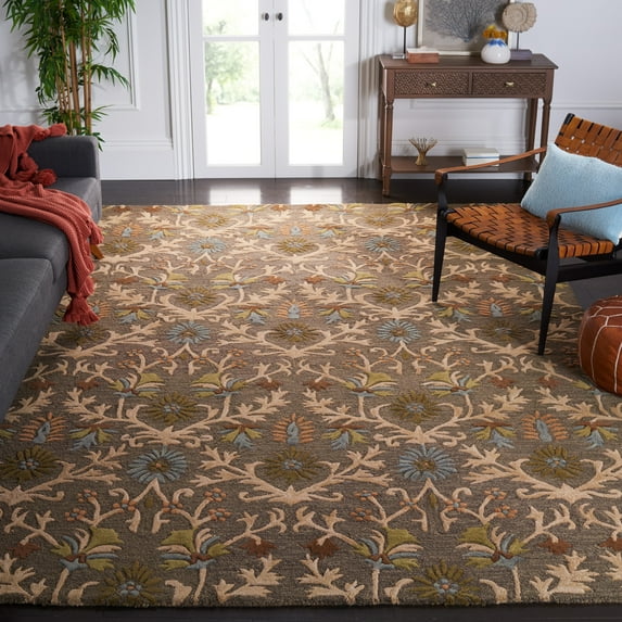SAFAVIEH Cambridge Jone Geometric Wool Area Rug, Moss/Multi, 9' x 12'