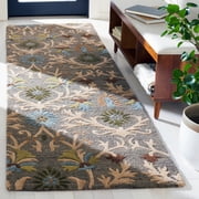 SAFAVIEH Cambridge Jone Geometric Wool Runner Rug, Moss/Multi, 2'6" x 10'
