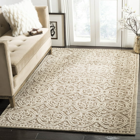 SAFAVIEH Cambridge Joseph Geometric Wool Area Rug, Tan/Multi, 6' x 6' Square