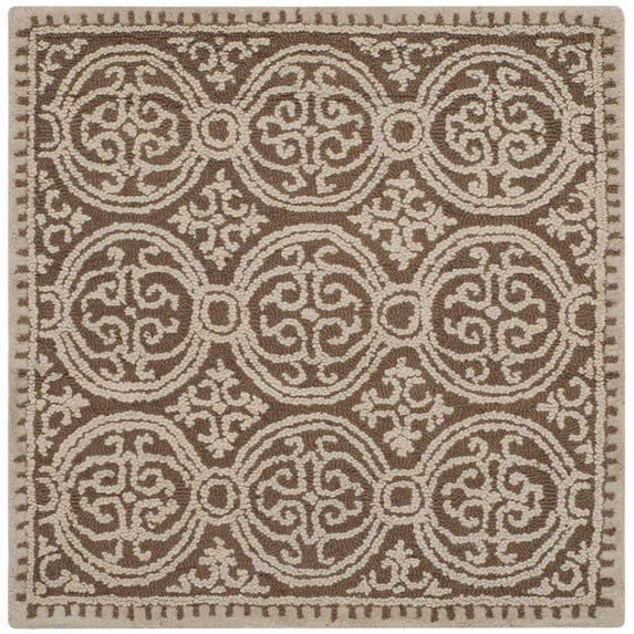 SAFAVIEH Cambridge Joseph Geometric Wool Area Rug, Tan/Multi, 4' x 4' Square