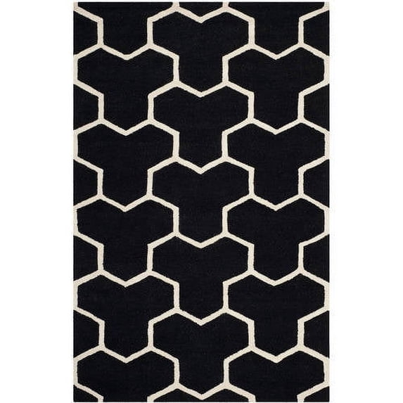 SAFAVIEH Cambridge Joshua Geometric Tessellation Wool Area Rug, Black/Ivory, 8' x 10'