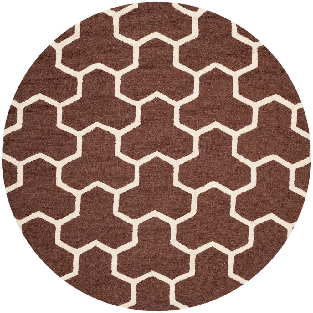 Cambridge Dark Brown and Ivory Hand-Tufted Wool Round Rug